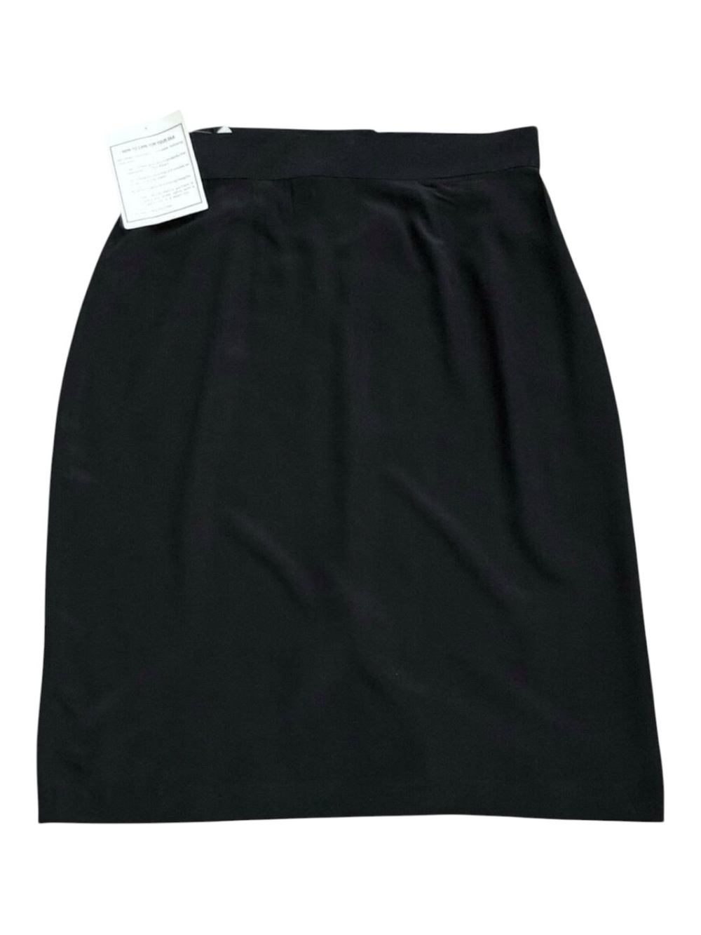 Pia Rucci Silk Skirt Womens L Black Midi Elastic Waist Lightweight Back Zip NWT